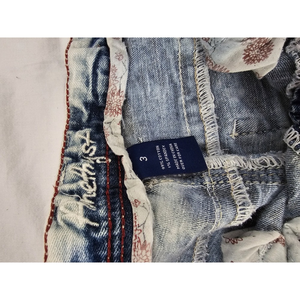 Y2K Amethyst Jeans 3 Stonewash Blue Distressed Wisker Low Rise Straight Leg - Picture 3 of 4